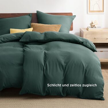 BEDSURE Комплект постільної білизни 135x200 4-х частинний, зелений, мікрофібра, поліестер, з блискавкою, ÖKO-TEX сертифікат