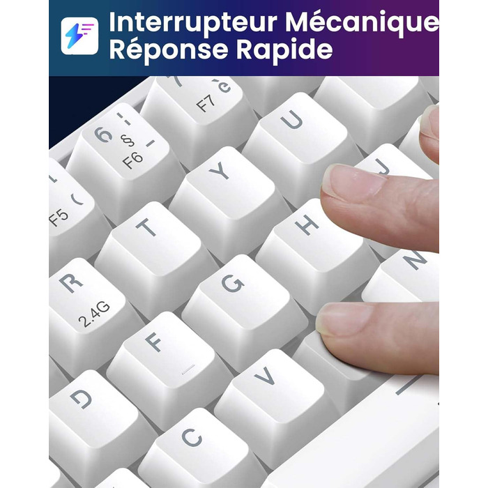 Механічна ігрова клавіатура TECURS бездротова, 80% TKL, підсвічування, Red Switch, QWERTZ, для ПК, ноутбука, Windows, чорно-біла