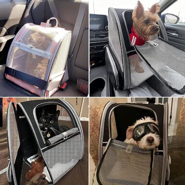 Рюкзак для кота/маленької собаки, чорний. Транспортна переноска для тварин до 8 кг, з вікном та безпечною пов'язкою. Ідеально для прогулянок та подорожей.