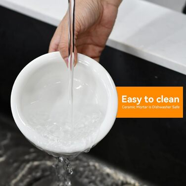 Ступка керамічна з товкачиком на бамбуковій підставці 12 см для спецій та трав - Млинок для перцю, ванілі, морської солі