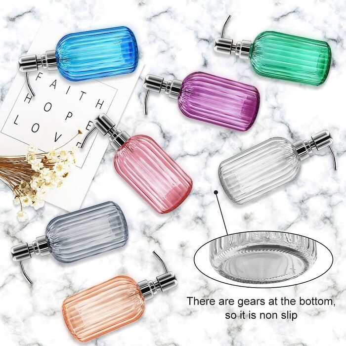 Скляні дозатори для мила 2 шт, 400 мл з нержавіючою сталевою помпою, багаторазові, преміум-якість для ванної кімнати, кухні, стільниці (Сірий)