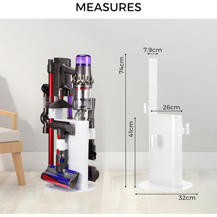 Насадка для пилососа MORANGO для Dyson V6, V7, V8, V10, V11, V15, DC30-DC74 - тримач для настінного кріплення без свердління