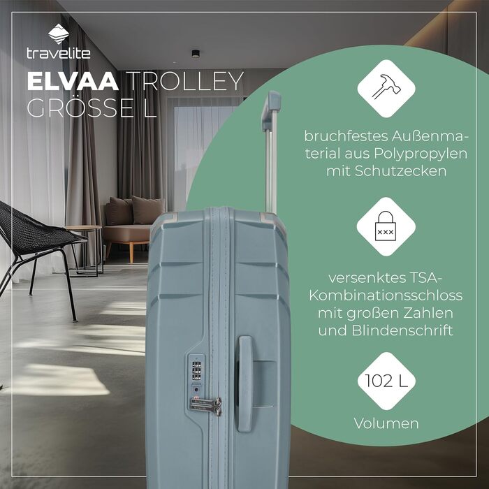 Чохол-валіза Travelite ELVAA Rosé 66 см, 72-77 л з переробленим інтер'єром: стильний тріумф комфорту та захисту, з розширюваною секцією, захисними кутиками та TSA замком