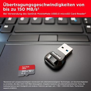 Карта пам'яті SanDisk Ultra microSDXC 256GB UHS-I Class 10 U1 A1 для Android смартфонів та планшетів з адаптером, швидкість читання до 150 МБ/с, Full HD