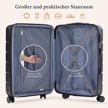 Набір валіз у жорсткому корпусі Dumos 3tlg. Hartschalenkofferset, чорний колір, з замком, телескопічна ручка