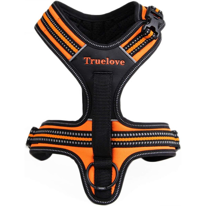 Шлейка для собак Truelove TLH5551 з ручкою, м'яка, з відбиваючим матеріалом, XS, помаранчевий
