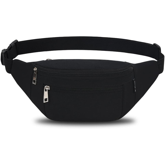Чоловіча та жіноча поясна сумка на пояс, водонепроникна, для спорту, подорожей, кемпінгу, бігу, велосипеда (чорна)