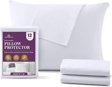Наволочки CIRCLESHOME King Size, 100% бавовна, дихаючі, захист від пилу та бруду, здоровий і спокійний сон, комплект 6 шт. (50x91 см)