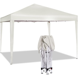 WOLTU Pop-Up Pavilion, Waterproof Folding Pavilion, Sun Shelter, Event Pavilion, Garden Pavilion for Patio, Camping, Festival, Pagoda Tent made of Oxford Fabric with Metal Frame, 3 x 3 m, Beige, PVL0002be