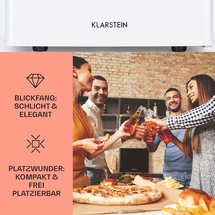 Міні-холодильник Klarstein для напоїв та догляду за шкірою, 17 л, 0-15°C, 3 режими охолодження, безшумний, для дому, офісу, кемпінгу (білий)