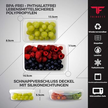 Термоланчбокс з 6 контейнерами для контролю порцій, без BPA, багаторазовий, для мікрохвильовки, з кишенею, ременем і відділенням для таблеток, чорний