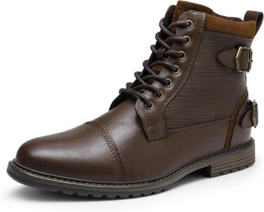 Мотоциклетні черевики Bruno Marc для чоловіків: стильні ботинки на шнурівці з блискавкою, коричневі (44 EU)