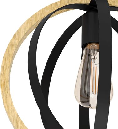 Настільна лампа EGLO Basildon 1: мінімалістичний дизайн, дерево, текстиль, метал, для вітальні та спальні, з вимикачем, цоколь E27