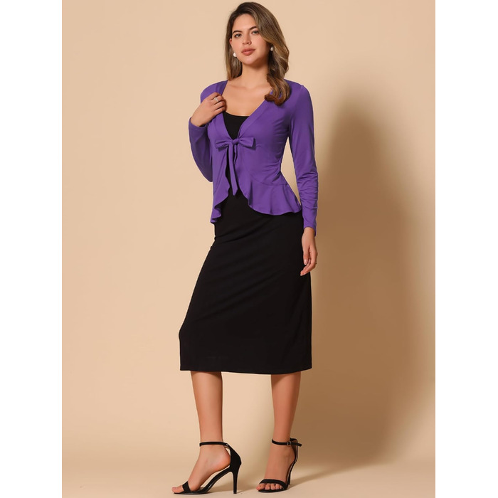 Allegra K Кардиган жіночий, трикотажний, темно-фіолетовий, розмір M