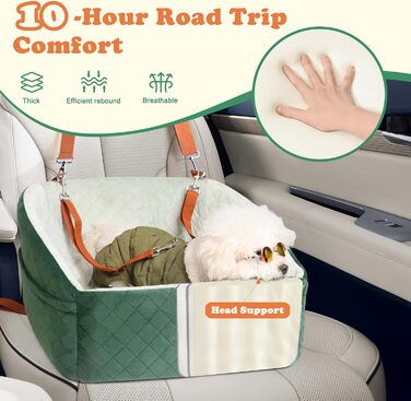 Автокрісло для собак iPetba - Зелене, для маленьких порід, з захистом від зіткнень, антиковзаюче, знімне та миється