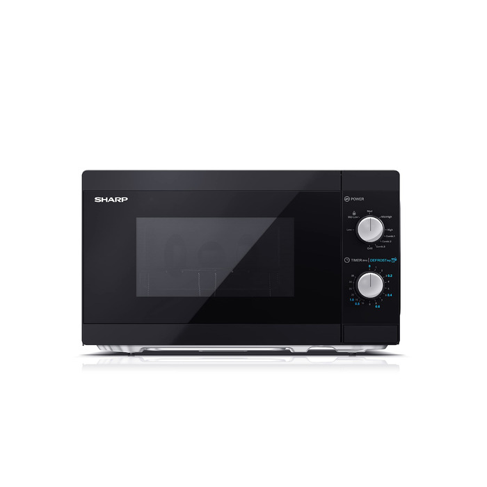 Мікрохвильова піч Sharp YC-MG01E-B з грилем, 20 л, 800 Вт, 1000 Вт гриль, ручне керування, чорна
