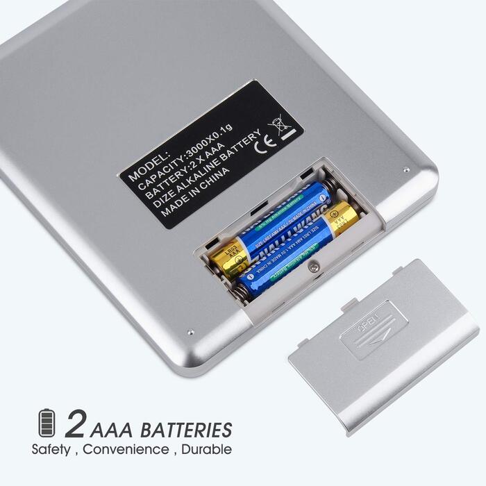 Кухонні ваги електронні 3 кг/0,1 г з LCD дисплеєм (срібні)