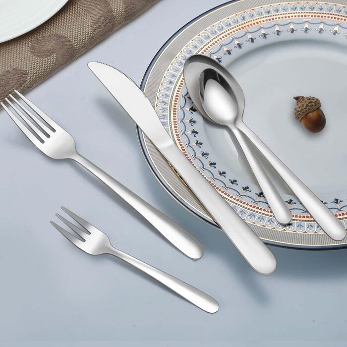 Bestdin Cutlery Set, 60-Piece Cutlery Set for 12 People, Stainless Steel Cutlery Set with Knife, Fork, and Spoon, High-Quality Cutlery Set for Home/Party/Restaurant, High-Gloss Polished & Dishwasher Safe