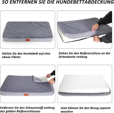 Килимок для собак Caliyo, середнього розміру, 91x69x7.6 см, з Memory Foam, сірий, можна прати