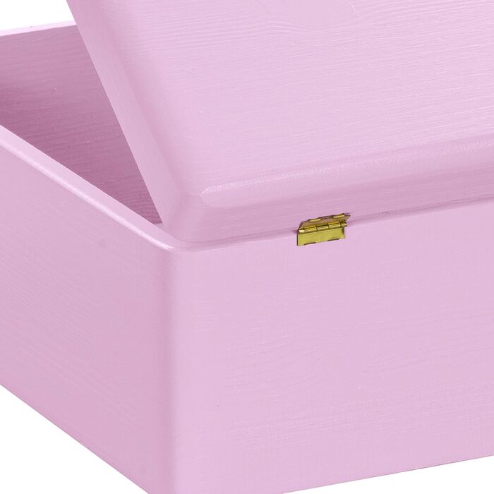 Large Wooden Box with Lid - All-Purpose Wooden Box - Storage Box | Toy Chest - Gift Packaging | Decorative Box for Crafts FSC® (approx. 40 x 30 x 14 cm | L, Pink)