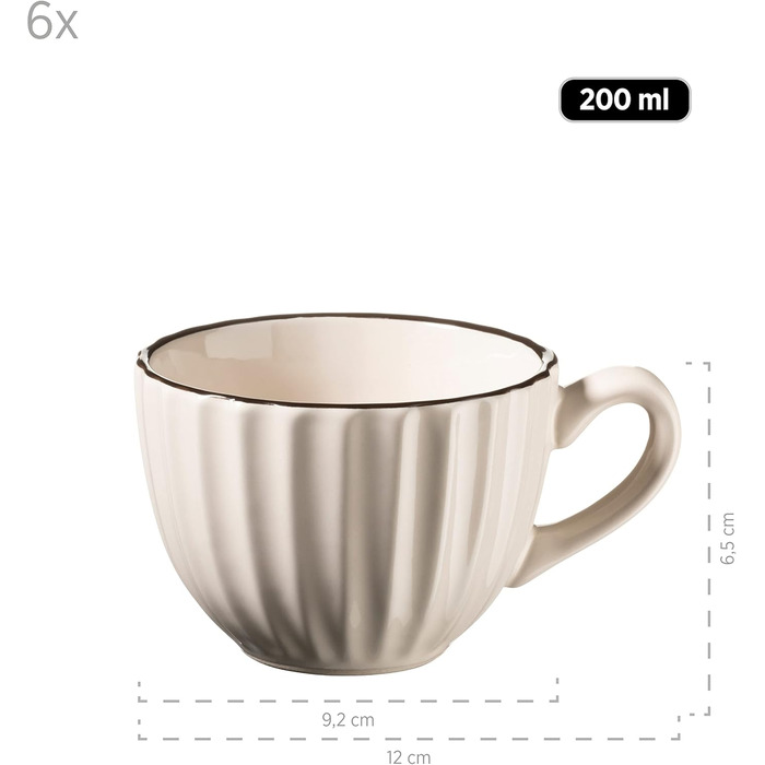 MÄSER Osita: Ретро кавовий сервіс на 6 осіб (18 предметів), кремовий білий, кераміка