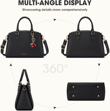 Сумка жіноча RAINSMORE середнього розміру з PU шкіри, чорна. З ручкою та знімним ременем, для планшета 11 дюймів, для роботи та шопінгу