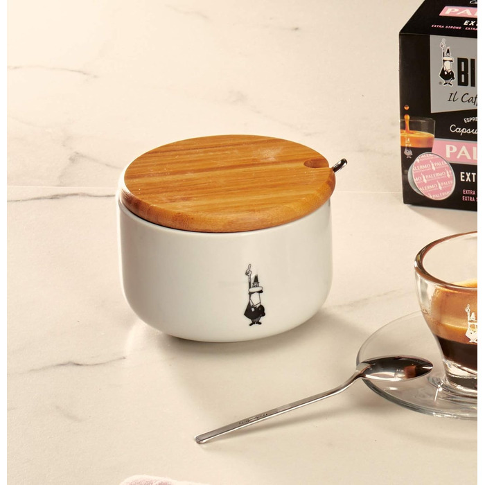 Цукорниця Bialetti Zuccheriera з кришкою з бамбуку, порцеляна, біла