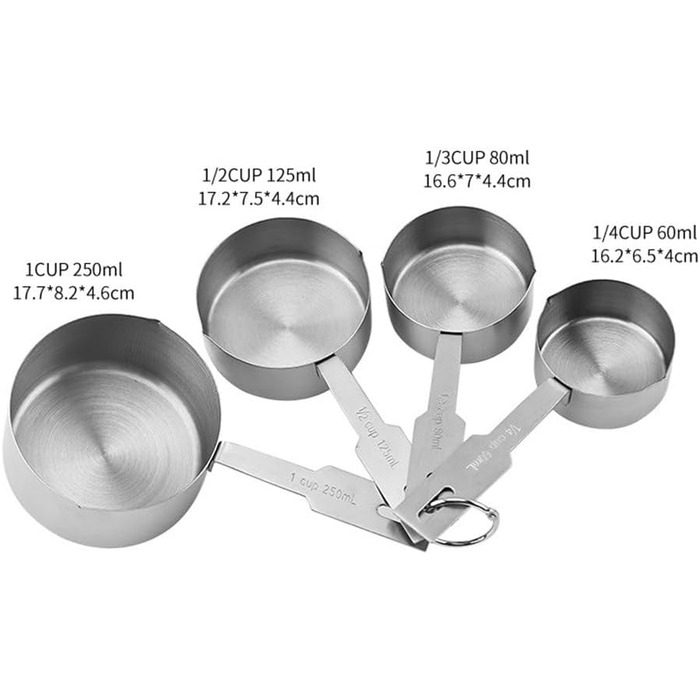 Measuring spoon, square handle, measuring cup, measuring spoon, kitchen for cooking (silver)