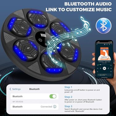 Bluetooth Music Boxing Machine with LED Lights - Wall Mounted Punching Bag with Boxing Gloves & 7 Modes