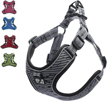 Нашийник для собак середніх та маленьких порід, цуценят, анти-тяга, безпечний, світловідбиваючий, м'який, регульований (Сірий)