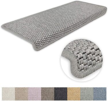 Ступінчасті килимки для сходів Kettelservice-Metzker Ґетеборґ, сірі, прямокутні, набір 15 шт.