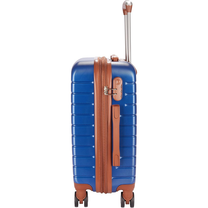 Набір валіз BruBaker Paris з трьох частин (M, L, XL) з жорстким корпусом, з кодовим замком, 4 колесами, зручними ручками (синій та коричневий)