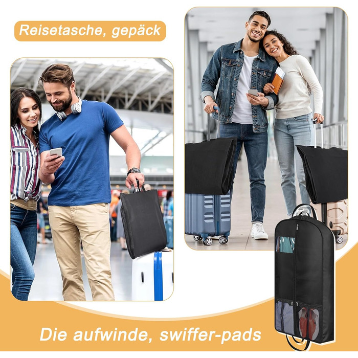 Чохли для одягу 2 шт. - мішки для зберігання одягу, 108x60x15 см, чорні мішки для одягу з блискавкою, захист від пилу та вологи для вечірніх та весільних суконь