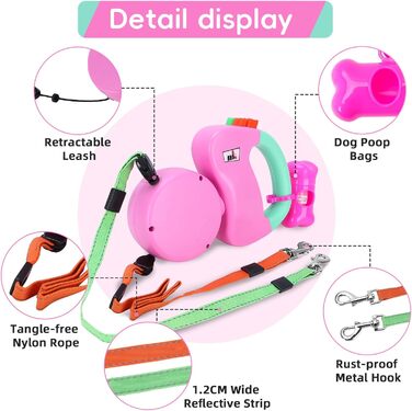 Автоматична собача леєнка Makife Dual Doggie - 3м, для малих та середніх собак, з мішком для екскрементів (15 шт.)