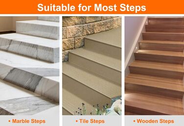 Transparent Stair Treads - 15 Piece Set - 10 x 81cm Anti-Slip Carpet for Stairs - Self-Adhesive Non-Slip Stair Mats for Wood Steps