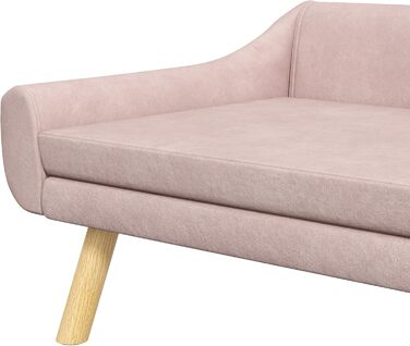 Диванчик для собак та котів PawHut з підлокітником, м'який лежак для домашніх тварин з дерев'яними ніжками, з подушкою, для собак середніх та великих порід, оксамит, 102 x 58,5 x 42,5 см (Рожевий)