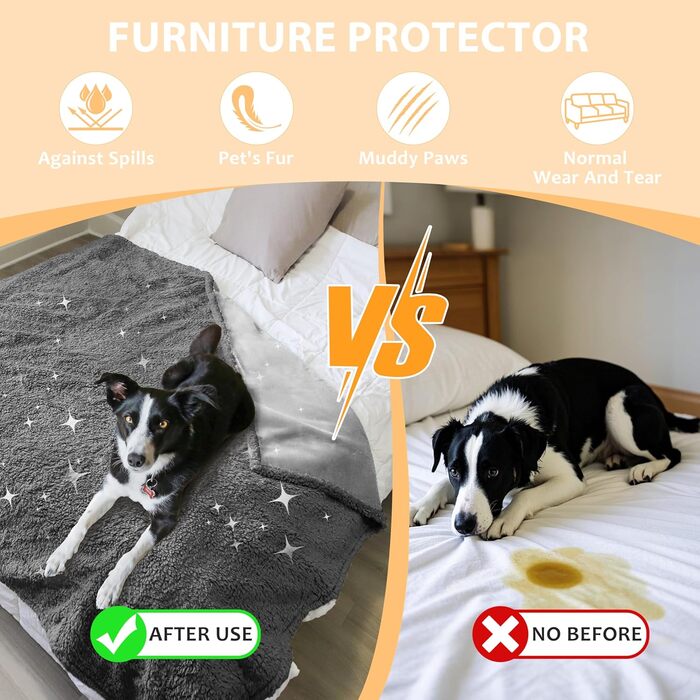 Водонепроникний плед для собак та котів, миючий, 150 x 120 см (Paw/Black)