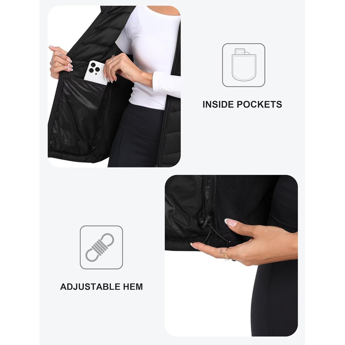 Легка жилетка MoFiz для жінок: безрукавна жилетка з пуху, ідеальна для активного відпочинку, туризму та подорожей. Чорний колір, розмір 3XL