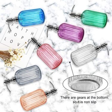 Скляні дозатори для мила 2 шт, 400 мл з нержавіючою сталевою помпою, багаторазові, преміум-якість для ванної кімнати, кухні, стільниці (Сірий)