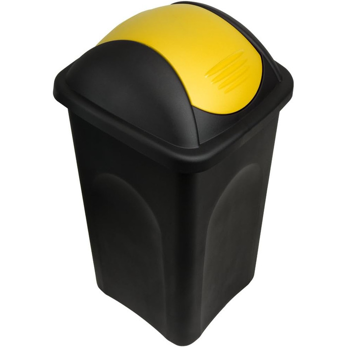 Сміттєвий бак Stefanplast з гойдальним кришкою, 60 літрів (чорний/жовтий)