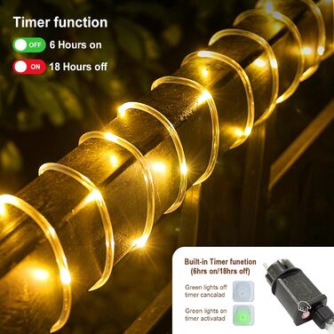 Ланцюжок прикрас LED 144 шт. для зовнішнього та внутрішнього використання, тепле біле світло, з пультом, таймером, 8 режимів, вологостійкий, для саду, будинку, балкона, ялинки