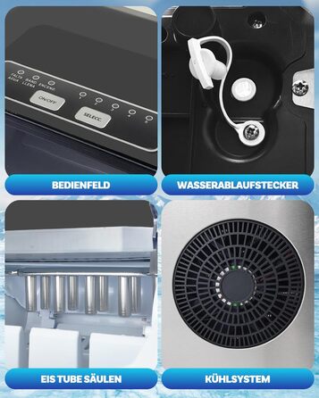 Машина для приготування льоду портативна, 15 кг/24 год, самоочисна, з лопаткою та кошиком, для дому та офісу, матеріал: акрилонітрил-бутадієн-стирол