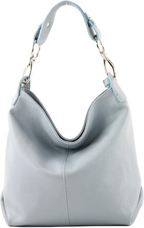 Сумка жіноча шкіряна на плече Modamoda T168 ручної роботи, Італія, блакитний колір