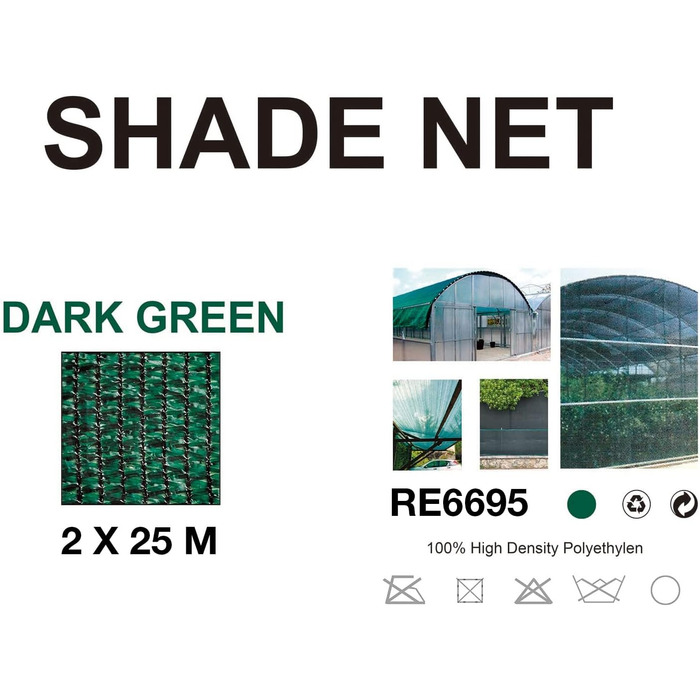 Rebecca Mobili Shade Net, Garden Terrace Windbreak, Green, HDPE, Privacy Screen - Size HxL: 2 x 25 mt - Art. RE6695