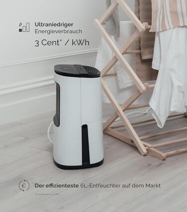 Зволожувач повітря MeacoDry Arete One 6L з очищувачем повітря | Компактний, тихий (32 дБ), для спальні, невеликих приміщень та квартир | Фільтр HEPA H13 | 1,8L резервуар | AreteOne-6L