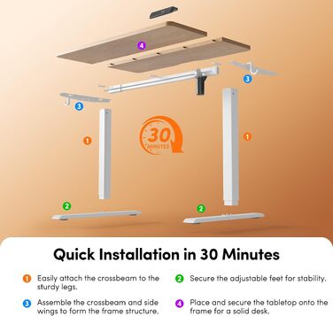Регульований по висоті письмовий стіл FEZIBO 160x80 см з USB-C та USB-A портами для зарядки, колір дуб