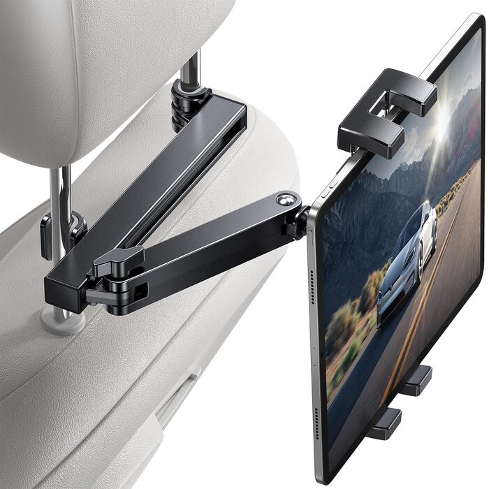 Універсальний тримач для планшета в авто Coolpow: кріплення на спинку сидіння, регульований, 360° обертання, сумісний з iPad, Samsung Tab, смартфоном (4.7-13 дюймів)