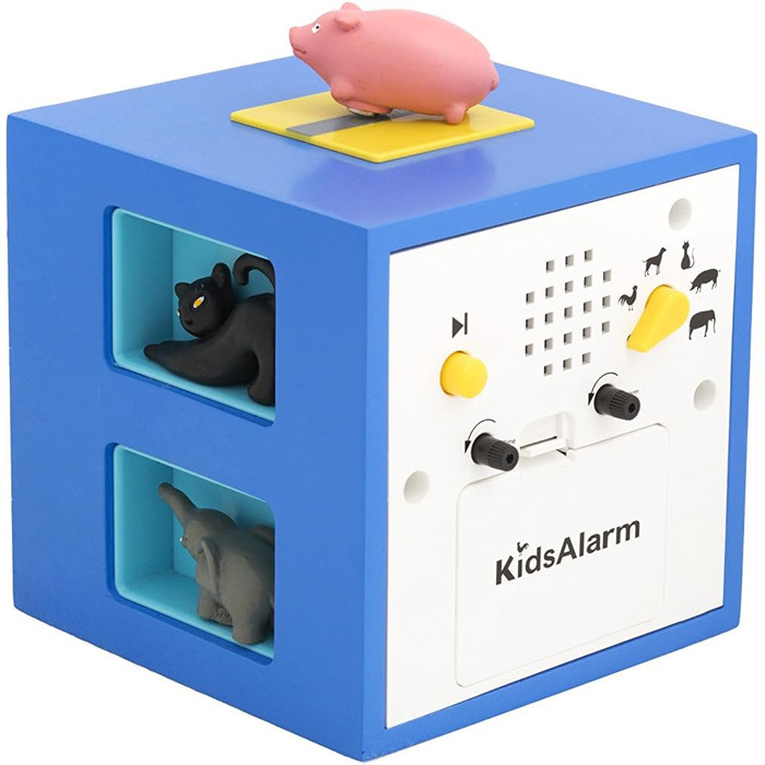 KOOKOO KidsAlarm Blue, Children's Alarm Clock with 5 Farm Animals and Real Recordings