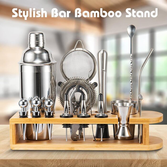 Stainless Steel Cocktail Shaker Set - Professional Mixology Bar Set for Home, Bar & Parties - Includes 26oz Schuster Shaker