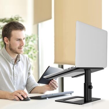 Підставка для ноутбука GOKEDA: ергономічна, регульована, з алюмінію, 11-17 дюймів, чорна